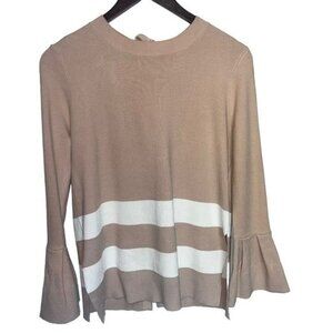 Rachel Roy Open-Back Bow Tie Bell Sleeve Sweater With Striped Hem Size Small